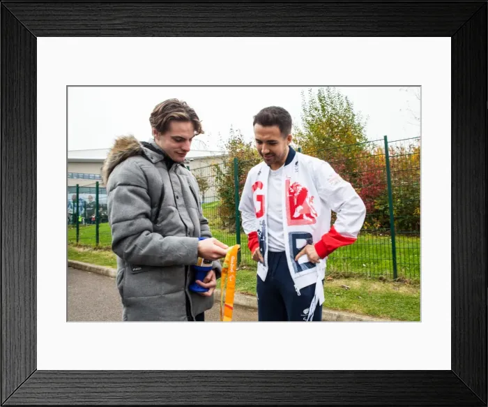 Framed Print : Paralympian Will Bayley Cheers on Brighton and Hove Albion vs. Norwich City, October 2016 Framed Print : Paralympian Will Bayley Cheers on Brighton and Hove Albion vs. Norwich City, October 2016
