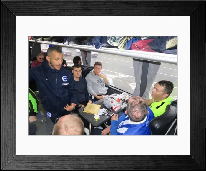 Framed Print : Brighton and Hove Albion's Sky Bet 10 in 10 Bus Journey: Fans with Lian Rosenior Heading to Birmingham City Game (17DEC16) Framed Print : Brighton and Hove Albion's Sky Bet 10 in 10 Bus Journey: Fans with Lian Rosenior Heading to Birmingham City Game (17DEC16)