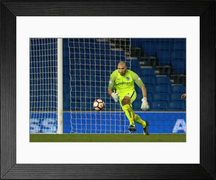 Framed Print : Brighton & Hove Albion's Niki Maenpaa Saves in FA Cup Third Round vs Milton Keynes Dons (07JAN17)