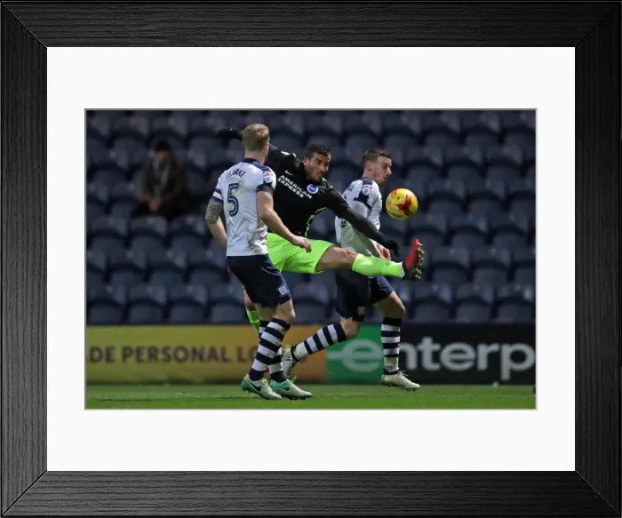 Framed Print : EFL Sky Bet Championship: Intense Clash between Preston North End and Brighton & Hove Albion at Deepdale (14Jan17)