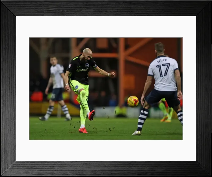 Framed Print : Intense Championship Clash: Preston North End vs Brighton and Hove Albion at Deepdale (14Jan17) Framed Print : Intense Championship Clash: Preston North End vs Brighton and Hove Albion at Deepdale (14Jan17)