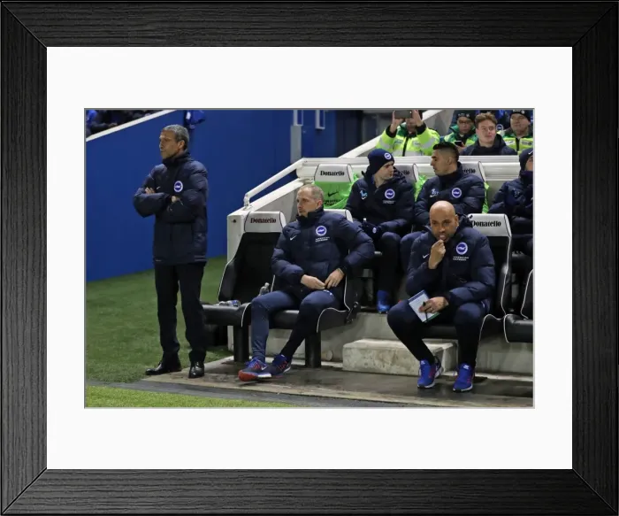 Framed Print : Chris Hughton and Brighton Coaching Team During Brighton vs Ipswich Championship Match, 14 February 2017 Framed Print : Chris Hughton and Brighton Coaching Team During Brighton vs Ipswich Championship Match, 14 February 2017