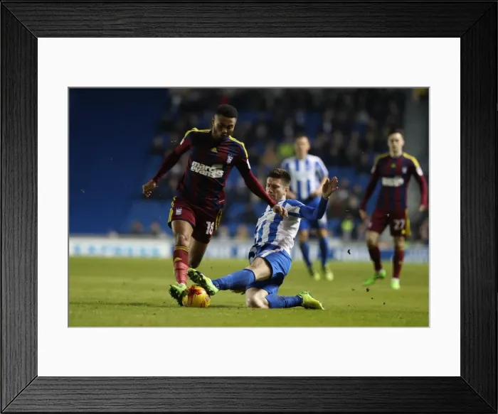 Framed Print : Brighton & Hove Albion vs Ipswich Town: Pocognoli's Slide Tackle in EFL Sky Bet Championship Clash (14 / 02 / 2017) Framed Print : Brighton & Hove Albion vs Ipswich Town: Pocognoli's Slide Tackle in EFL Sky Bet Championship Clash (14 / 02 / 2017)