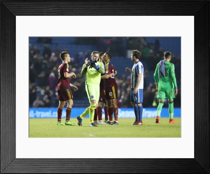 Framed Print : Brighton & Hove Albion's David Stockdale Applauds Amidst Ipswich Town Tensions (14FEB17)