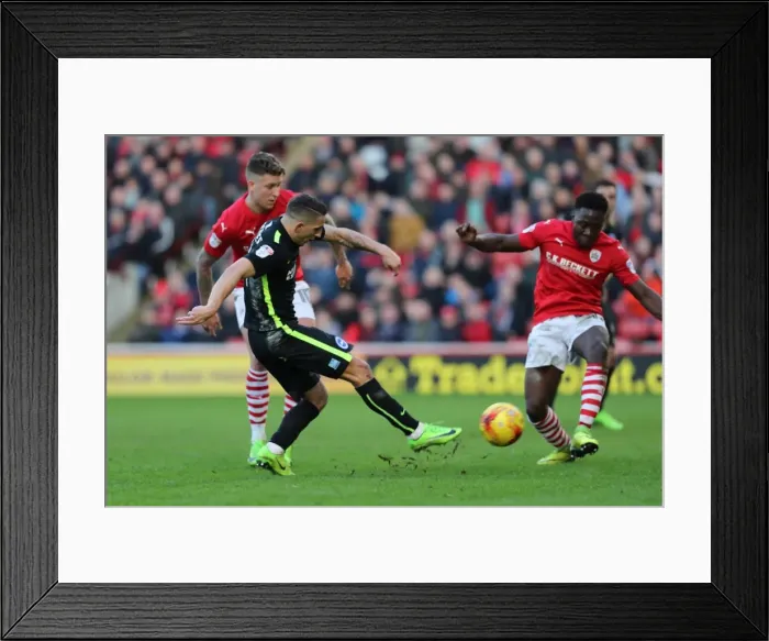 Framed Print : Intense Championship Showdown: Barnsley vs. Brighton and Hove Albion at Oakwell (18FEB17)