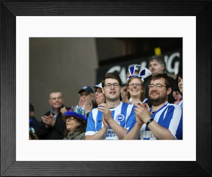 Framed Print : Brighton & Hove Albion Fans Epic Moment at Wolverhampton Wanderers Championship Showdown (April 2017)