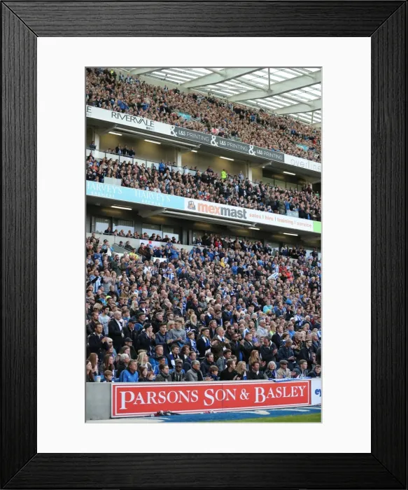 Framed Print : Brighton and Hove Albion Fans in Action: A Passionate Atmosphere at the American Express Community Stadium during the Championship Clash against Wigan Athletic (17th April 2017) Framed Print : Brighton and Hove Albion Fans in Action: A Passionate Atmosphere at the American Express Community Stadium during the Championship Clash against Wigan Athletic (17th April 2017)