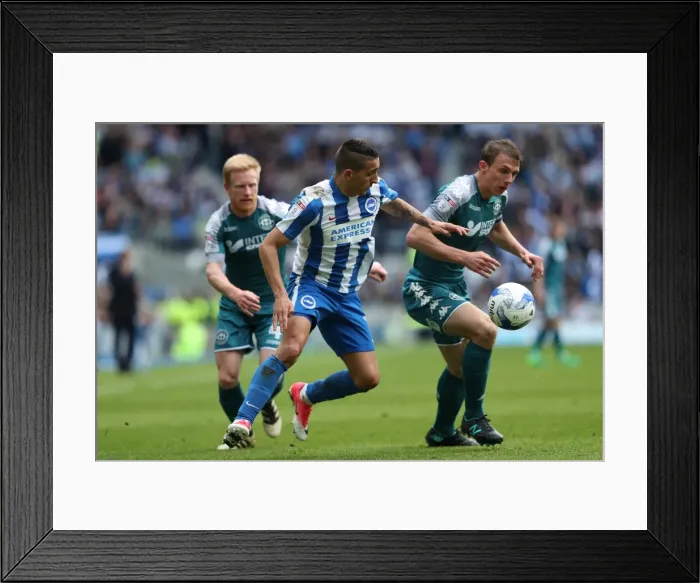 Framed Print : Championship Clash: Brighton and Hove Albion vs. Wigan Athletic at American Express Community Stadium (17th April 2017) Framed Print : Championship Clash: Brighton and Hove Albion vs. Wigan Athletic at American Express Community Stadium (17th April 2017)