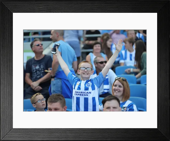 Framed Print : Sea of Supporters: Brighton and Hove Albion vs Atletico de Madrid at the American Express Community Stadium (06AUG17)