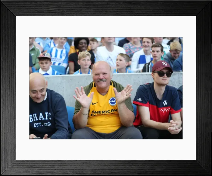 Framed Print : Sea of Supporters: Brighton and Hove Albion vs Atletico de Madrid at the American Express Community Stadium (06AUG17)