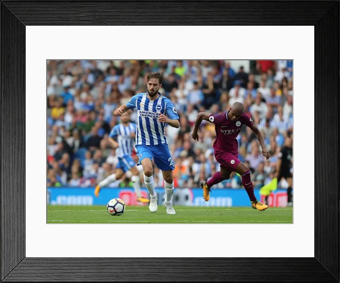 Framed Print : Brighton & Hove Albion's Davy Propper Faces Manchester City in Premier League Showdown (August 12, 2017) Framed Print : Brighton & Hove Albion's Davy Propper Faces Manchester City in Premier League Showdown (August 12, 2017)