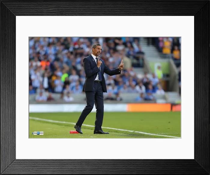 Framed Print : Chris Hughton Leads Brighton and Hove Albion Against Manchester City, 12th August 2017 Framed Print : Chris Hughton Leads Brighton and Hove Albion Against Manchester City, 12th August 2017