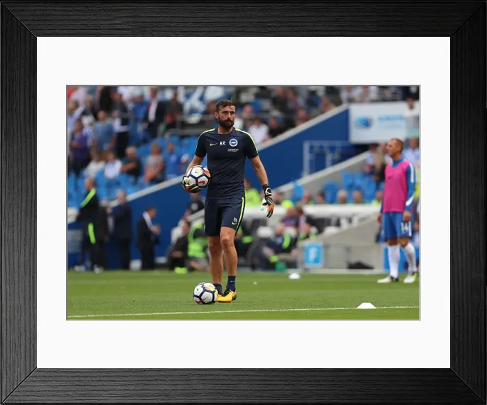 Framed Print : Brighton and Hove Albion: Goalkeeping Coach Ben Roberts Focuses During Manchester City Clash (12AUG17) Framed Print : Brighton and Hove Albion: Goalkeeping Coach Ben Roberts Focuses During Manchester City Clash (12AUG17)
