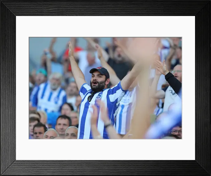 Framed Print : Brighton and Hove Albion FC Fan's Passionate Moment at the American Express Community Stadium During Manchester City Clash (12th August 2017) Framed Print : Brighton and Hove Albion FC Fan's Passionate Moment at the American Express Community Stadium During Manchester City Clash (12th August 2017)