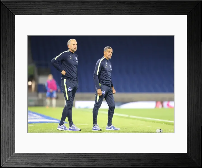 Framed Print : Chris Hughton and Paul Trollope Lead Brighton and Hove Albion Against Barnet in EFL Cup Match, 22nd August 2017 Framed Print : Chris Hughton and Paul Trollope Lead Brighton and Hove Albion Against Barnet in EFL Cup Match, 22nd August 2017