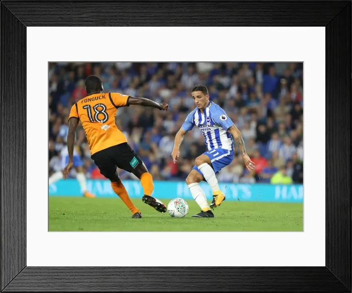 Framed Print : Knockaert vs Fonguck: Clash between Brighton's Midfielders in the 2017 EFL Cup Match Framed Print : Knockaert vs Fonguck: Clash between Brighton's Midfielders in the 2017 EFL Cup Match