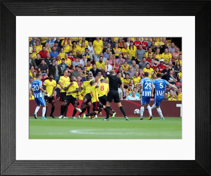 Framed Print : Premier League: Watford vs. Brighton and Hove Albion Clash at Vicarage Road (26.08.17)