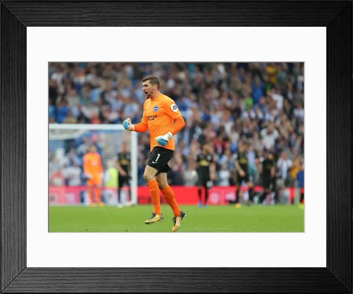 Framed Print : Brighton and Hove Albion's Mathew Ryan Celebrates First Goalkeeper's Goal in Premier League Debut Against Newcastle United (1-0) Framed Print : Brighton and Hove Albion's Mathew Ryan Celebrates First Goalkeeper's Goal in Premier League Debut Against Newcastle United (1-0)