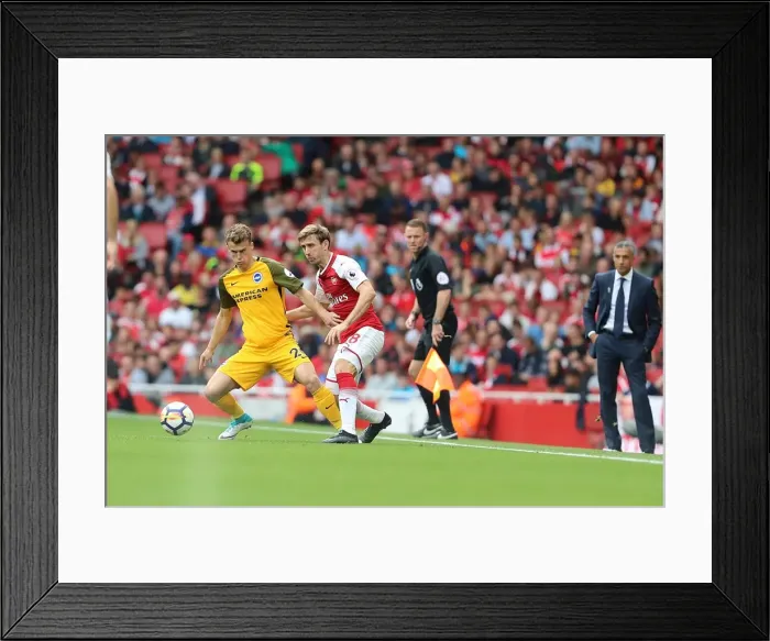 Framed Print : March vs Monreal: Intense Battle in Arsenal vs. Brighton and Hove Albion Premier League Clash (1st October 2017) Framed Print : March vs Monreal: Intense Battle in Arsenal vs. Brighton and Hove Albion Premier League Clash (1st October 2017)