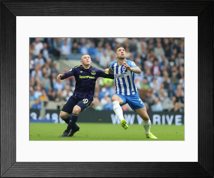 Framed Print : Duffy vs. Rooney: Clash of the Titans at the American Express Community Stadium - Brighton and Hove Albion vs. Everton, Premier League (12th August 2017) Framed Print : Duffy vs. Rooney: Clash of the Titans at the American Express Community Stadium - Brighton and Hove Albion vs. Everton, Premier League (12th August 2017)
