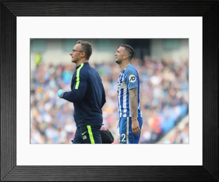 Framed Print : Brighton & Hove Albion: Shane Duffy Injured Against Everton (12th Aug 2017)