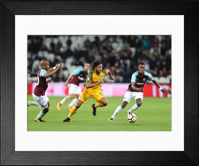 Framed Print : Brighton's Isaiah Brown Fights for Goal Against West Ham in Premier League Clash (20OCT17) Framed Print : Brighton's Isaiah Brown Fights for Goal Against West Ham in Premier League Clash (20OCT17)
