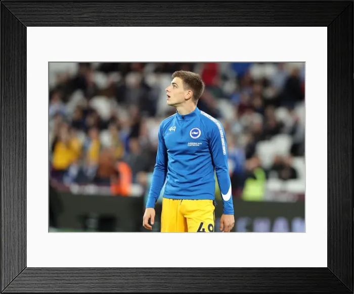 Framed Print : Jayson Molumby of Brighton and Hove Albion in Pre-Match Warm-up at London Stadium (West Ham United vs. Brighton and Hove Albion, Premier League, 20th October 2017)
