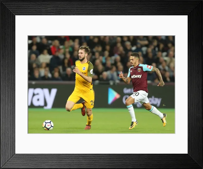 Framed Print : Propper vs. Lanzini: Intense Midfield Battle in West Ham United vs. Brighton and Hove Albion (20OCT17) Framed Print : Propper vs. Lanzini: Intense Midfield Battle in West Ham United vs. Brighton and Hove Albion (20OCT17)