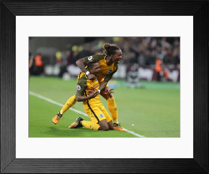 Framed Print : Brighton and Hove Albion: Izquierdo and Bong Celebrate 2-0 Goal Against West Ham United (Premier League 2017) Framed Print : Brighton and Hove Albion: Izquierdo and Bong Celebrate 2-0 Goal Against West Ham United (Premier League 2017)