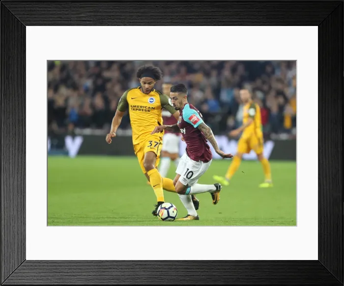 Framed Print : Brighton's Brown Clashes with Lanzini in Premier League Showdown (20OCT17) Framed Print : Brighton's Brown Clashes with Lanzini in Premier League Showdown (20OCT17)