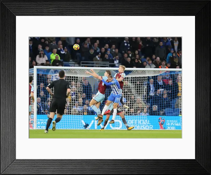 Framed Print : Glenn Murray Battles for Aerial Supremacy: Brighton & Hove Albion vs Burnley (16DEC17) Framed Print : Glenn Murray Battles for Aerial Supremacy: Brighton & Hove Albion vs Burnley (16DEC17)