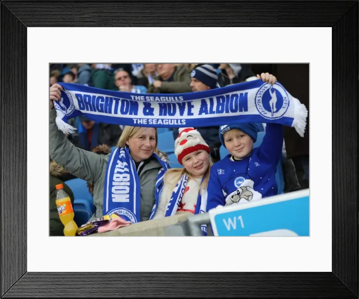 Framed Print : Brighton and Burnley Fans Clash at the American Express Community Stadium, December 16, 2017