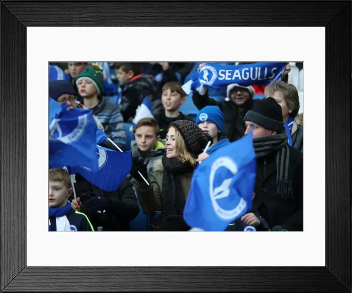 Framed Print : Brighton vs. Burnley: Fan Clash in Premier League Match at American Express Community Stadium (16DEC17) Framed Print : Brighton vs. Burnley: Fan Clash in Premier League Match at American Express Community Stadium (16DEC17)