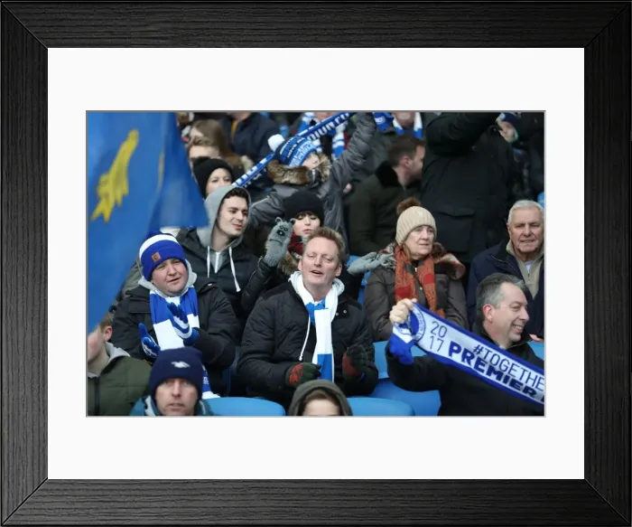 Framed Print : Brighton and Burnley Fans Clash in Premier League Match at American Express Community Stadium (16DEC17)
