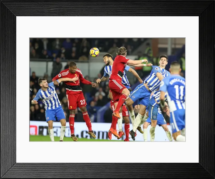 Framed Print : Brighton & Hove Albion: Goldson and Dunk in Defensive Action vs. Watford (23DEC17) Framed Print : Brighton & Hove Albion: Goldson and Dunk in Defensive Action vs. Watford (23DEC17)