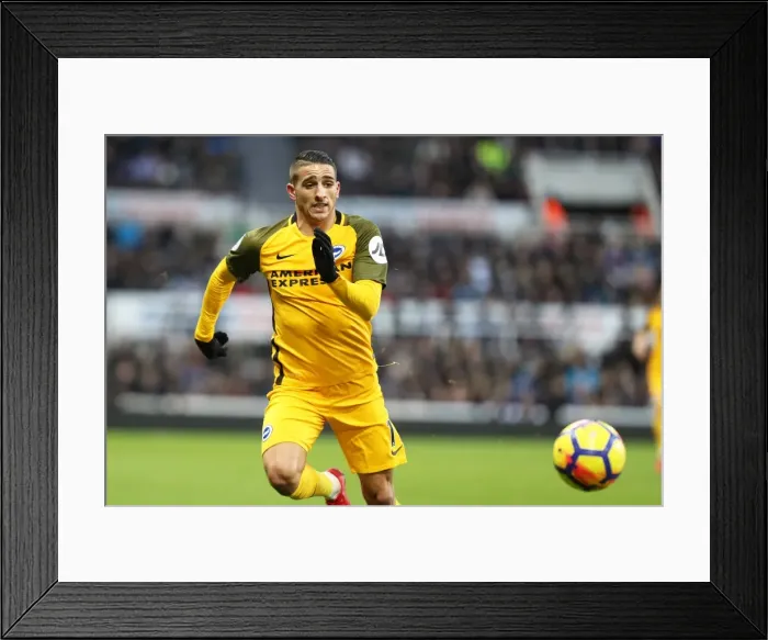 Framed Print : Decisive Moment: Knockaert Faces Off Against Newcastle in Premier League Clash (30DEC17)
