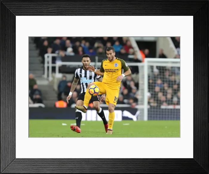 Framed Print : Tomer Hemed of Brighton and Hove Albion Faces Off Against Newcastle United in Premier League Clash (30DEC17)
