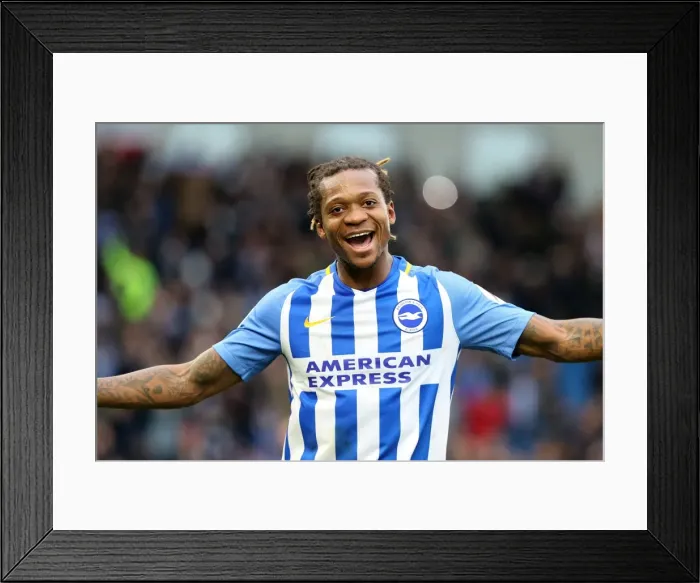 Framed Print : Brighton and Hove Albion's Gaetan Bong Celebrates Derby Win Against Arsenal (04MAR18)