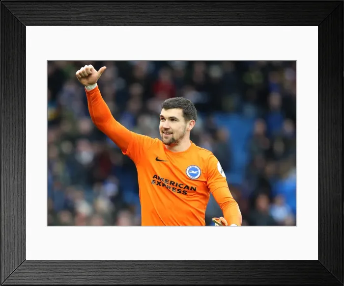 Framed Print : Mat Ryan's Historic Premier League Victory Celebration: Brighton and Hove Albion Beat Arsenal (04MAR18)