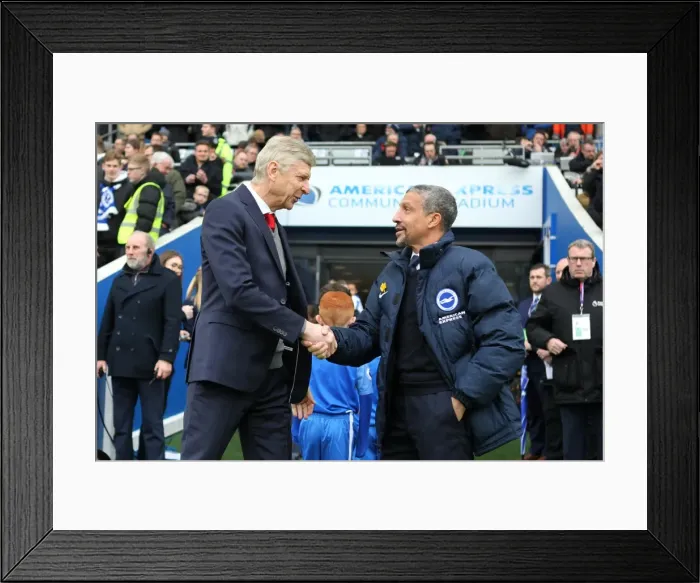 Framed Print : Chris Hughton vs. Arsene Wenger: Battle of the Managers - Brighton and Hove Albion vs. Arsenal, Premier League 04MAR18 Framed Print : Chris Hughton vs. Arsene Wenger: Battle of the Managers - Brighton and Hove Albion vs. Arsenal, Premier League 04MAR18