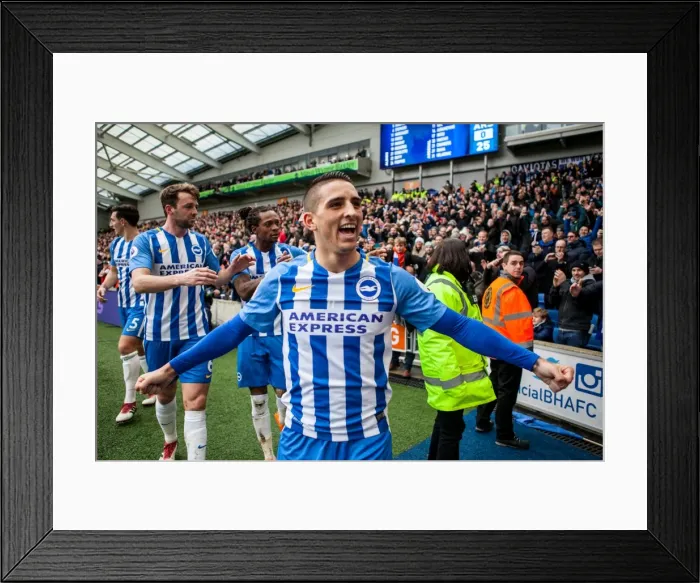 Framed Print : Brighton and Hove Albion Take Early Lead Over Arsenal: Knockaert and Murray Celebrate 1-0 Goal (4th March 2018) Framed Print : Brighton and Hove Albion Take Early Lead Over Arsenal: Knockaert and Murray Celebrate 1-0 Goal (4th March 2018)