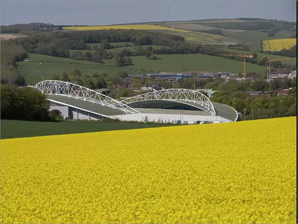 Brighton and Hove Albion's Amex Stadium Amidst Rapeseed Fields, May 2018