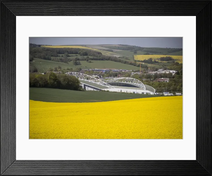 Framed Print : Brighton and Hove Albion's Amex Stadium Amidst Rapeseed Fields, May 2018