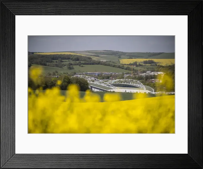 Framed Print : Brighton and Hove Albion's Amex Stadium Amidst Rapeseed Fields, May 2018