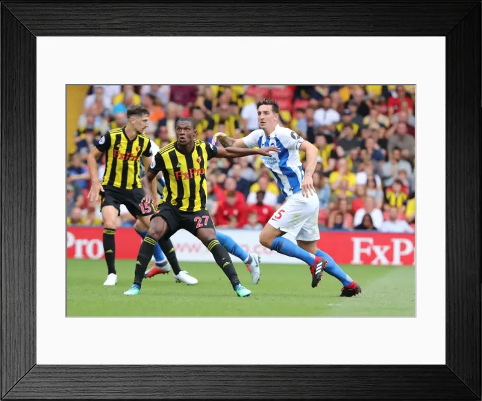 Framed Print : Dunk and Kabasele in Intense Clash: Watford vs. Brighton and Hove Albion, Premier League (11AUG18) Framed Print : Dunk and Kabasele in Intense Clash: Watford vs. Brighton and Hove Albion, Premier League (11AUG18)