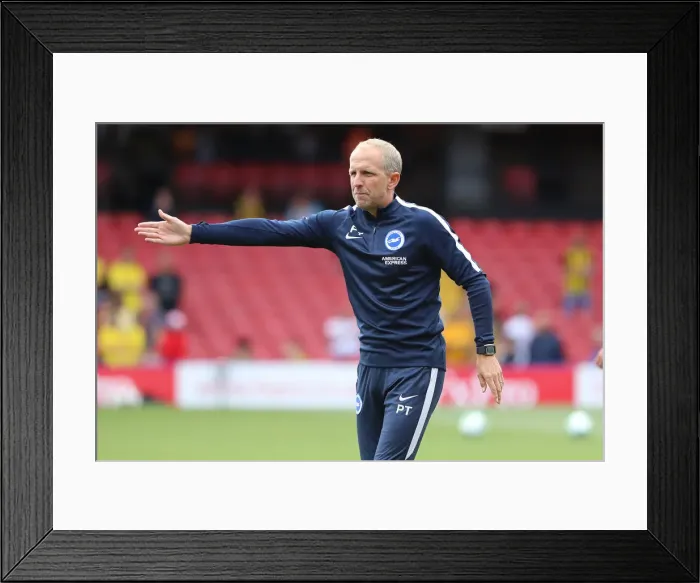 Framed Print : Paul Trollope: Intense Focus as Brighton and Hove Albion Face Watford in Premier League (11AUG18) Framed Print : Paul Trollope: Intense Focus as Brighton and Hove Albion Face Watford in Premier League (11AUG18)