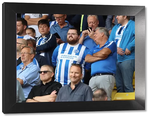 Brighton and Hove Albion Fans in Action at Watford Away Game, Premier League 2018 (11AUG18)