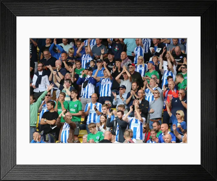 Framed Print : Passionate Battle: Watford vs. Brighton and Hove Albion Fans at Vicarage Road (11AUG18) Framed Print : Passionate Battle: Watford vs. Brighton and Hove Albion Fans at Vicarage Road (11AUG18)