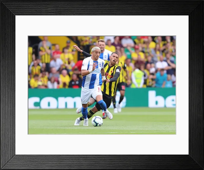 Framed Print : Knockaert vs. Holebas: Intense Midfield Battle in Watford vs. Brighton and Hove Albion (11AUG18) Framed Print : Knockaert vs. Holebas: Intense Midfield Battle in Watford vs. Brighton and Hove Albion (11AUG18)