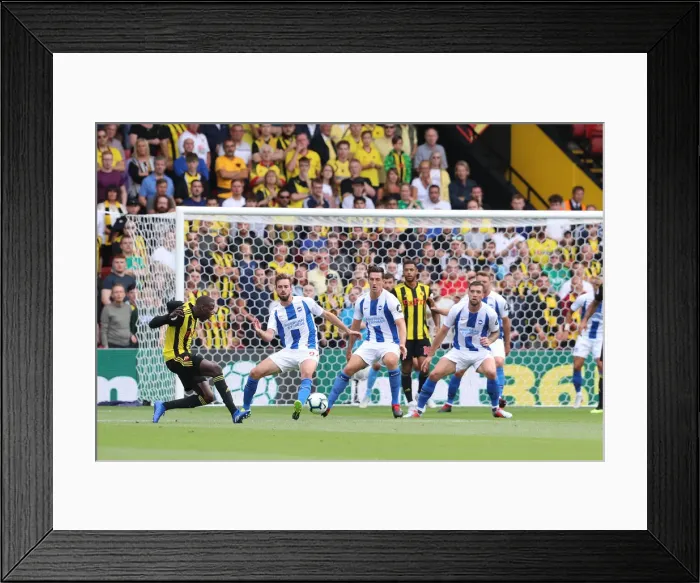 Framed Print : Three Brighton Defenders Blocking Doucoure's Pass: Watford vs. Brighton & Hove Albion, Premier League (11AUG18) Framed Print : Three Brighton Defenders Blocking Doucoure's Pass: Watford vs. Brighton & Hove Albion, Premier League (11AUG18)